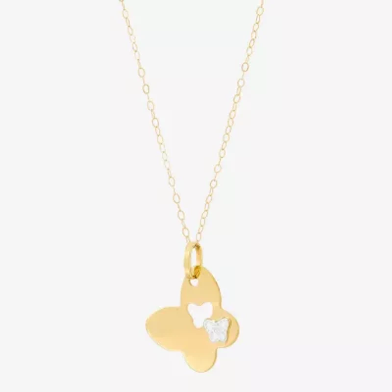 Womens 10K Two Tone Gold Butterfly 18 Inch Pendant Necklace