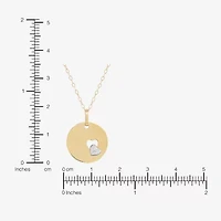 Womens 10K Two Tone Gold Circle Heart 18 Inch Pendant Necklace