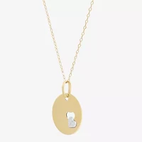 Womens 10K Two Tone Gold Circle Heart 18 Inch Pendant Necklace