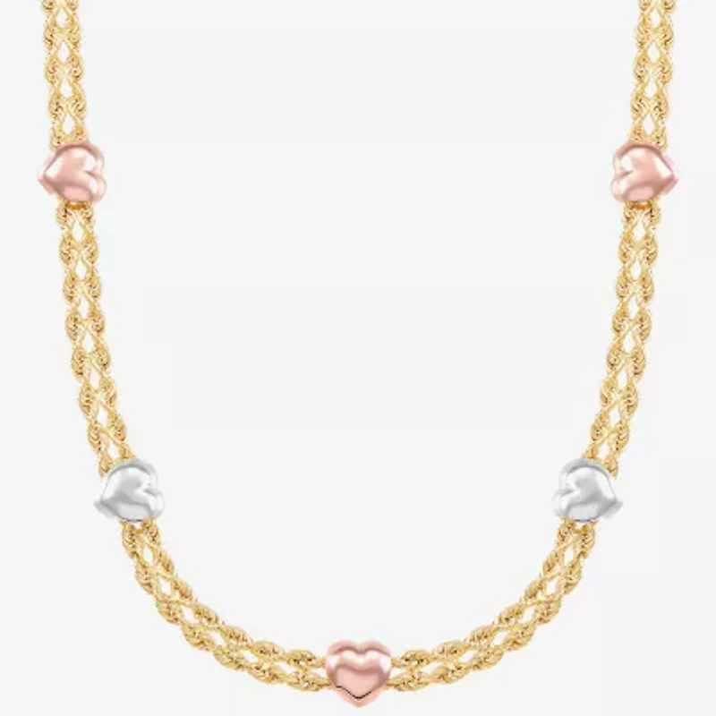 Womens 10K Tri-Color Gold 18 Inch Rope Chain Necklace