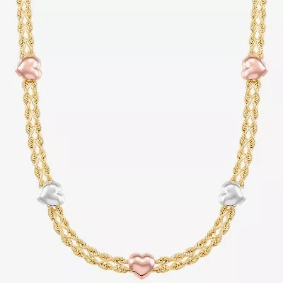 Womens 10K Tri-Color Gold 18 Inch Rope Chain Necklace