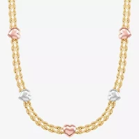 Womens 10K Tri-Color Gold 18 Inch Rope Chain Necklace