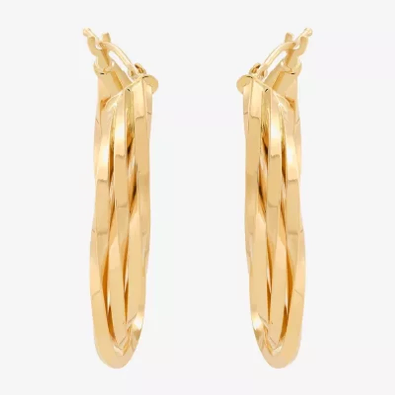 Made in Italy Womens 14K Gold 33.5mm Curved Hoop Earrings