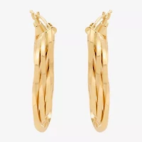 Made in Italy Womens 14K Gold 33.5mm Curved Hoop Earrings