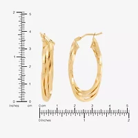 Made in Italy Womens 14K Gold 33.5mm Curved Hoop Earrings