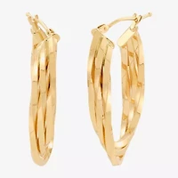 Made in Italy Womens 14K Gold 33.5mm Curved Hoop Earrings