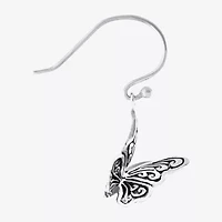 Bali Inspired Womens Sterling Silver Butterfly Drop Earrings