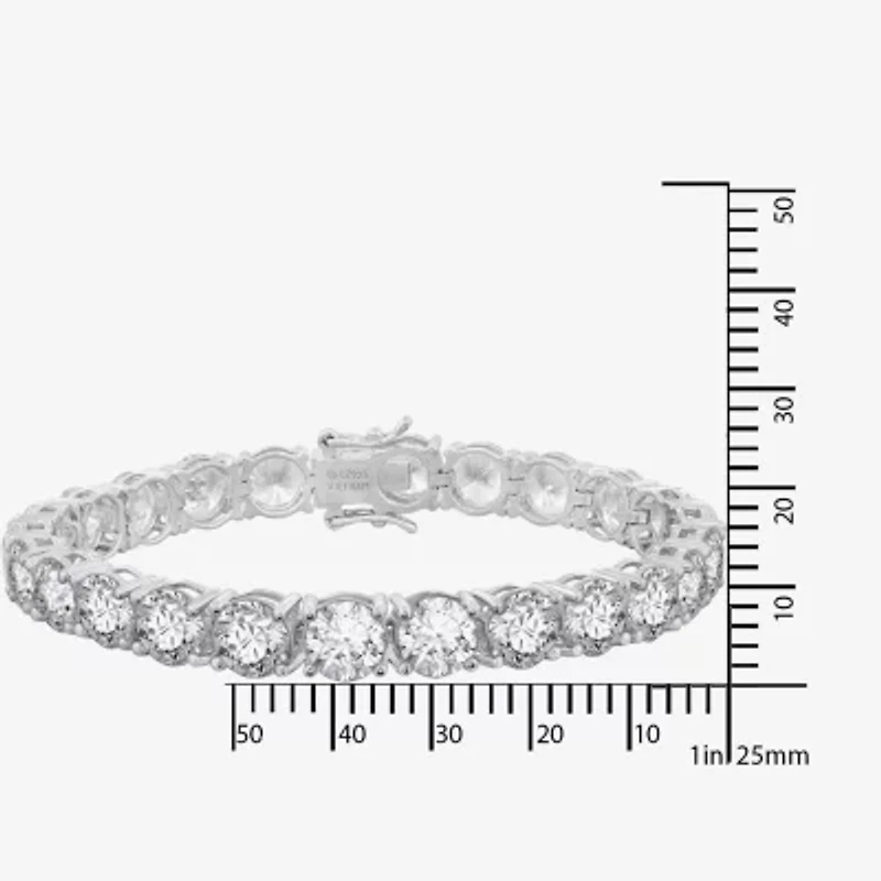 Diamonart Womens Cubic Zirconia Sterling Silver Round 7.25 Inch Tennis Bracelet