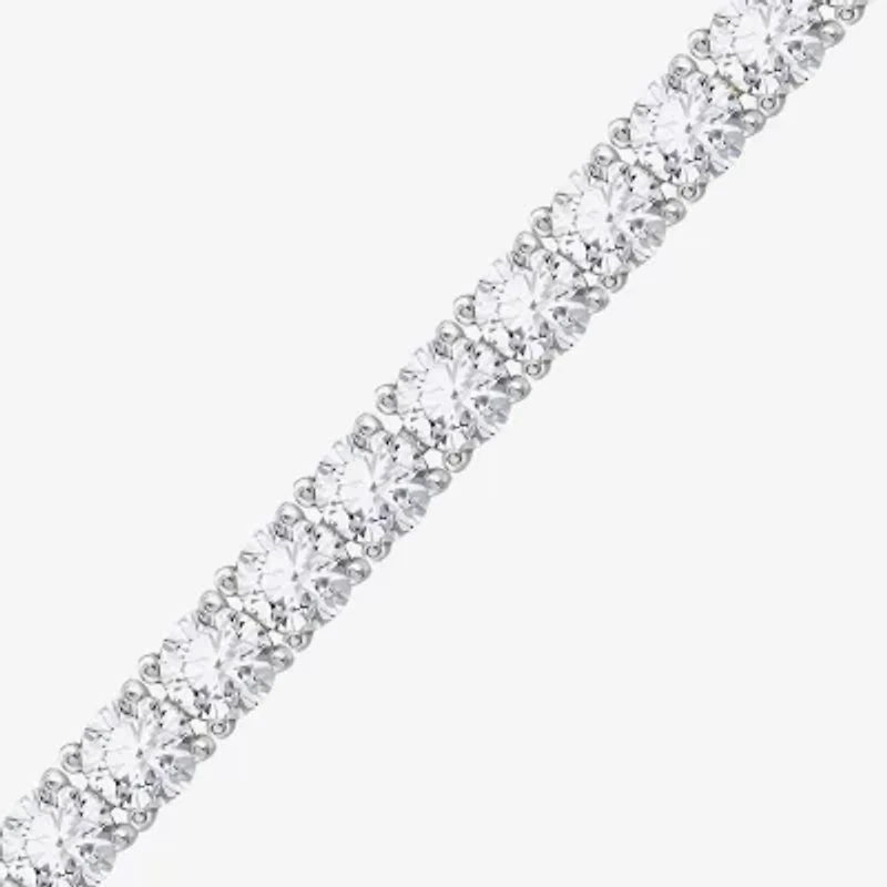 Diamonart Womens Cubic Zirconia Sterling Silver Round 7.25 Inch Tennis Bracelet