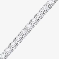 Diamonart Womens Cubic Zirconia Sterling Silver Round 7.25 Inch Tennis Bracelet