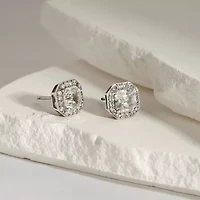 Diamonart Cubic Zirconia Sterling Silver 10.3mm Stud Earrings