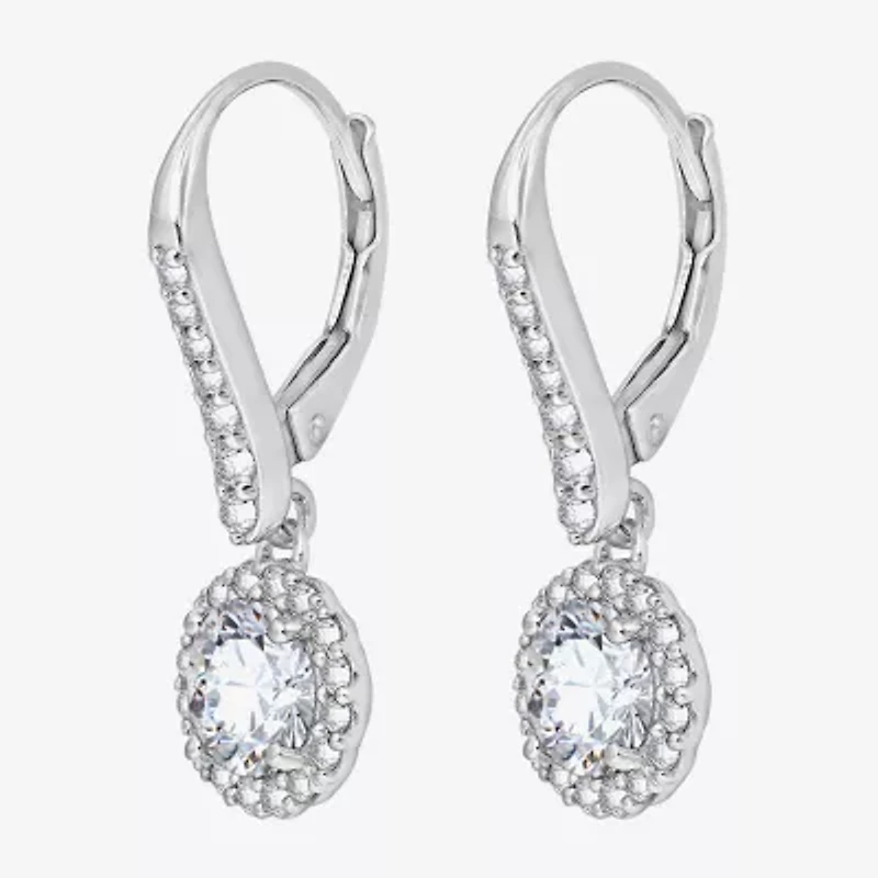 Diamonart Womens Cubic Zirconia Sterling Silver Round Drop Earrings