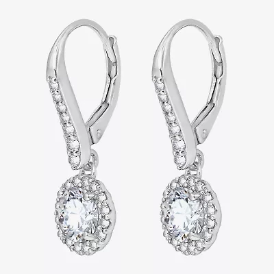 Diamonart Womens Cubic Zirconia Sterling Silver Round Drop Earrings