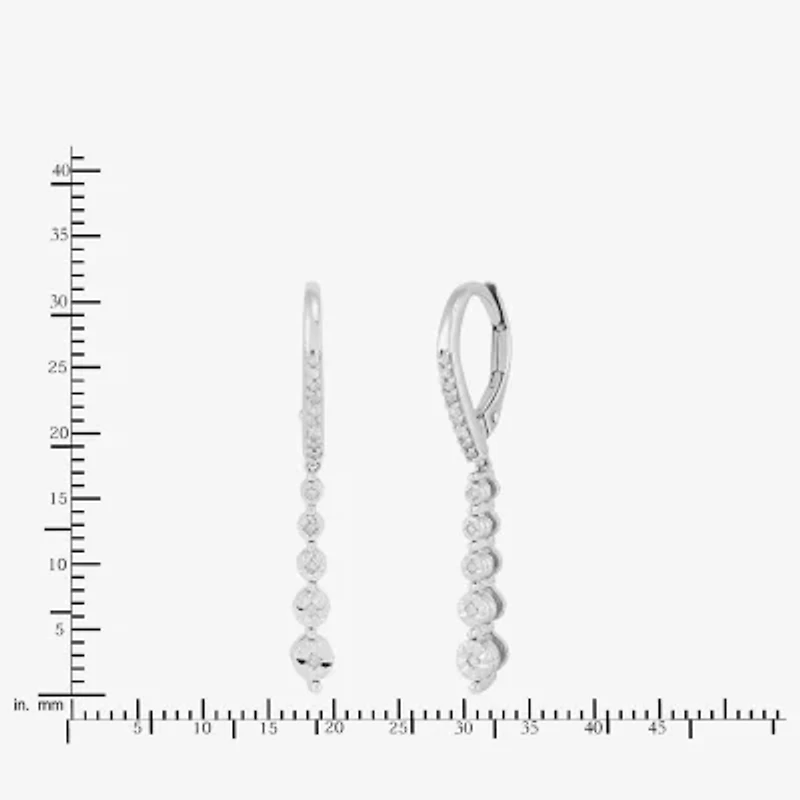 Womens 1/10 CT. T.W. Natural White Diamond Sterling Silver Drop Earrings