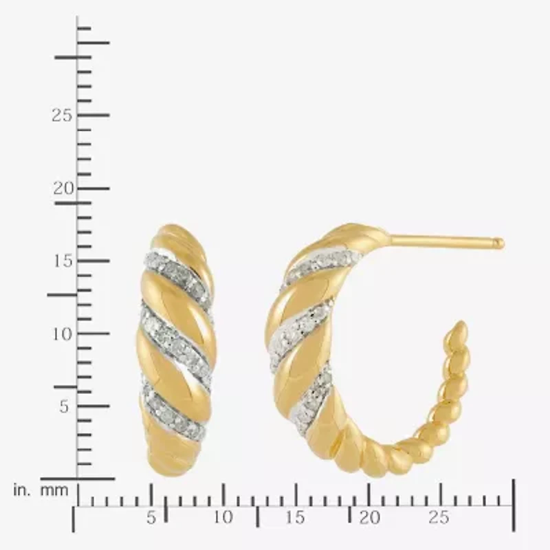 Womens 1/5 CT. Natural White Diamond 14K Gold Over Silver Sterling Silver 17.8mm Hoop Earrings