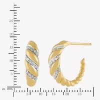Womens 1/5 CT. Natural White Diamond 14K Gold Over Silver Sterling Silver 17.8mm Hoop Earrings