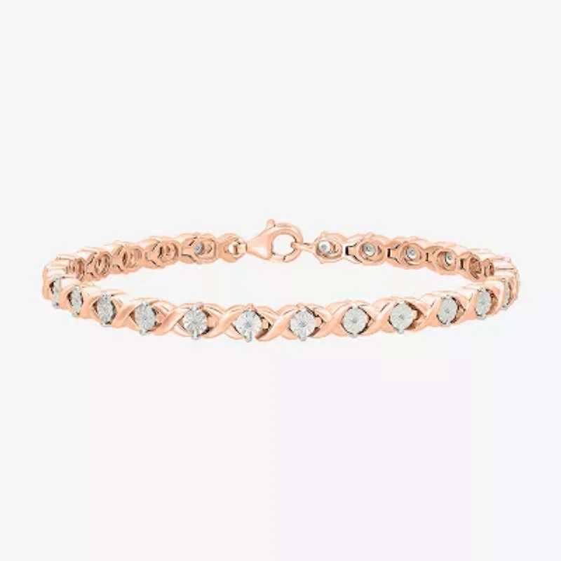 Womens 1/10 CT. T.W. Natural White Diamond Sterling Silver 7.5 Inch Tennis Bracelet