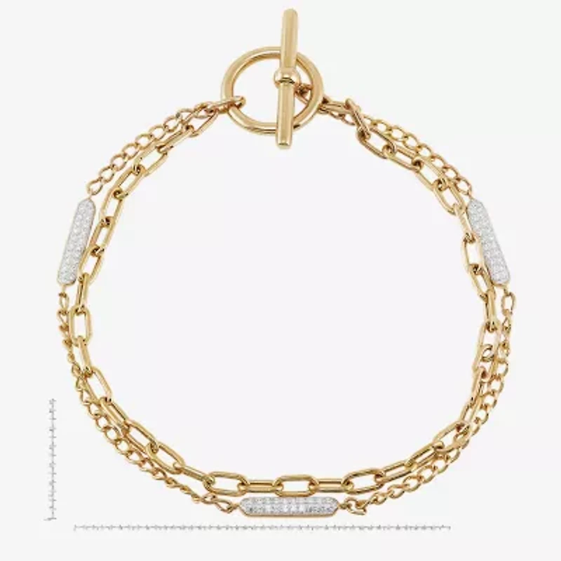 Womens 14K Gold Over Silver 7 Inch Chain Bracelet
