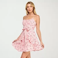 Trixxi Womens Juniors Sleeveless Hearts Fit + Flare Dress