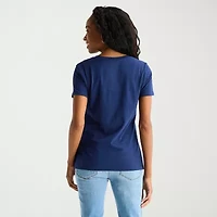 St. John's Bay Womens Tall Crew Neck Short Sleeve Regular Fit Graphic T-Shirt