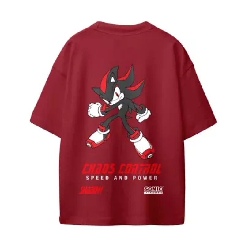 Shadow Little & Big Kid Boys Crew Neck Short Sleeve Oversized Sonic the Hedgehog Graphic T-Shirt