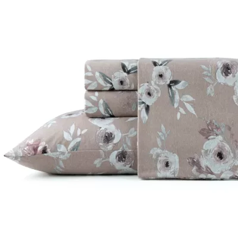 Pointehaven Cotton Brushed 180 Gsm Printed Deep Pocket Sheet Set