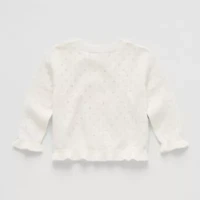 Okie Dokie Baby Girls Crew Neck Long Sleeve Button Cardigan