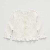 Okie Dokie Baby Girls Crew Neck Long Sleeve Button Cardigan