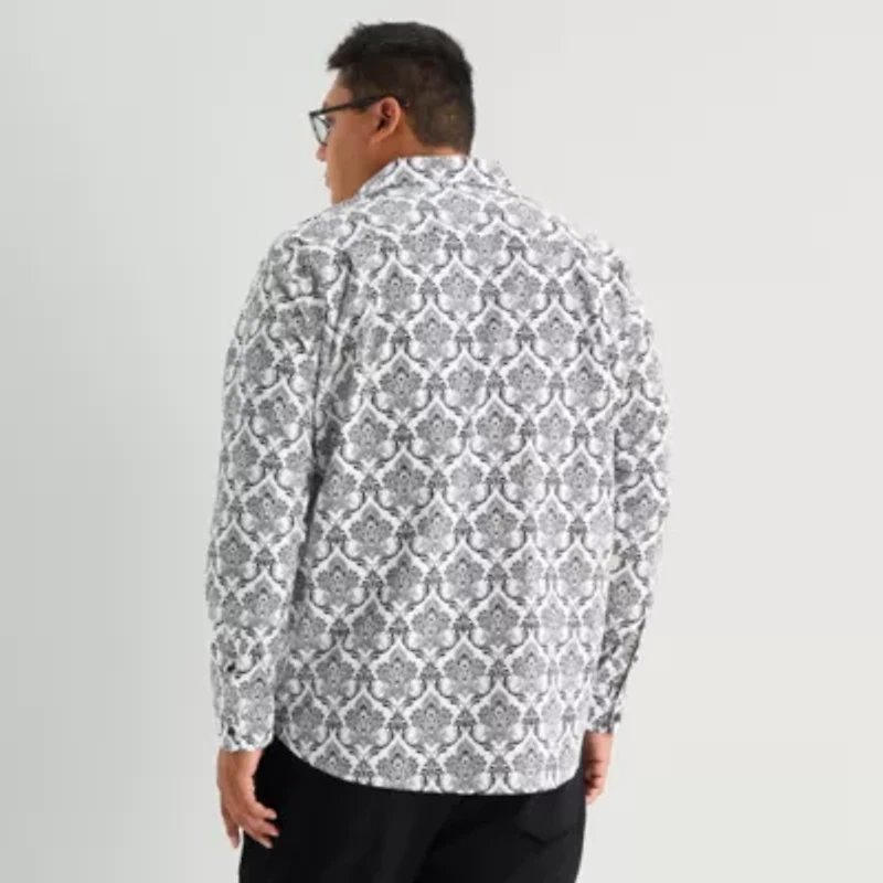 Shaquille O'Neal XLG Mens Long Sleeve Classic Fit Big and Tall Button-Down Shirt