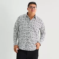 Shaquille O'Neal XLG Mens Long Sleeve Classic Fit Big and Tall Button-Down Shirt