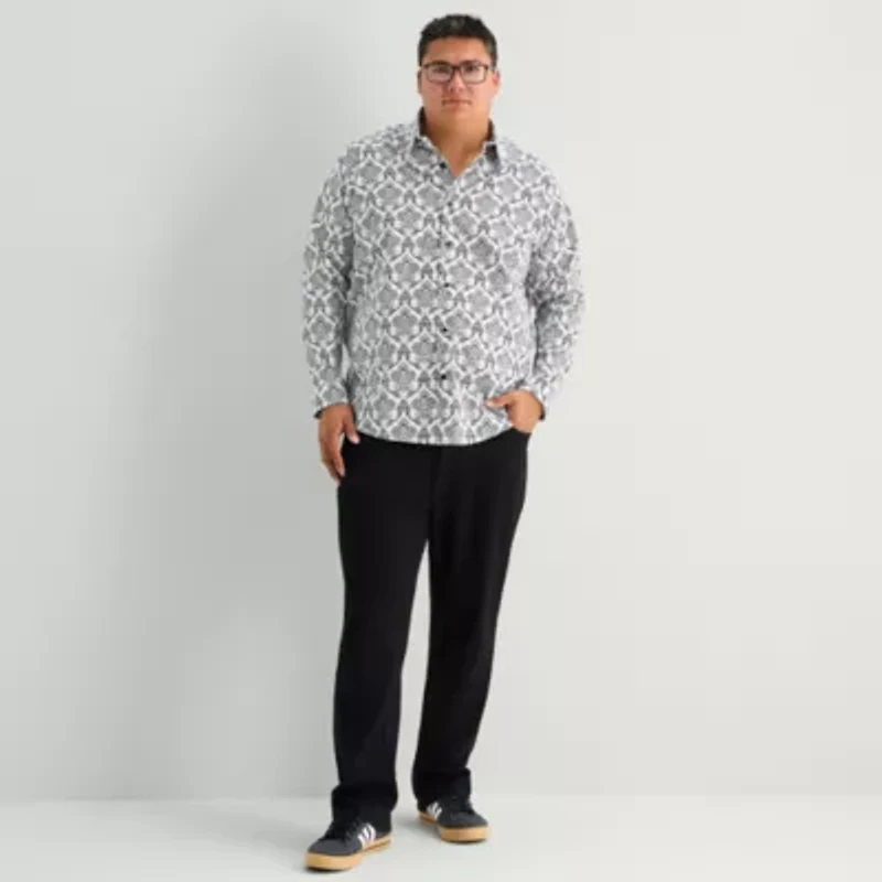 Shaquille O'Neal XLG Mens Long Sleeve Classic Fit Big and Tall Button-Down Shirt