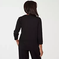 Alfred Dunner Barcelona Womens Crew Neck 3/4 Sleeve Pullover Sweater