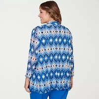 Alfred Dunner Barcelona Womens Plus Round Neck 3/4 Sleeve Layered Top