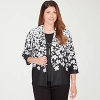 Alfred Dunner Barcelona Womens Plus 3/4 Sleeve Layered Top