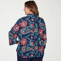 Alfred Dunner Saratoga Springs Womens Plus 3/4 Sleeve Layered Top