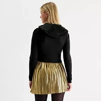 Juniors Girls Night Out Fur Trim Womens V Neck Long Sleeve Hello Kitty Pullover Sweater