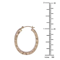 14K Yellow Gold Diamond-Cut Oval Hoop Earrings