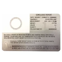 Womens 2 CT. T.W. Genuine White Diamond 14K Gold 18 Inch Pendant Necklace