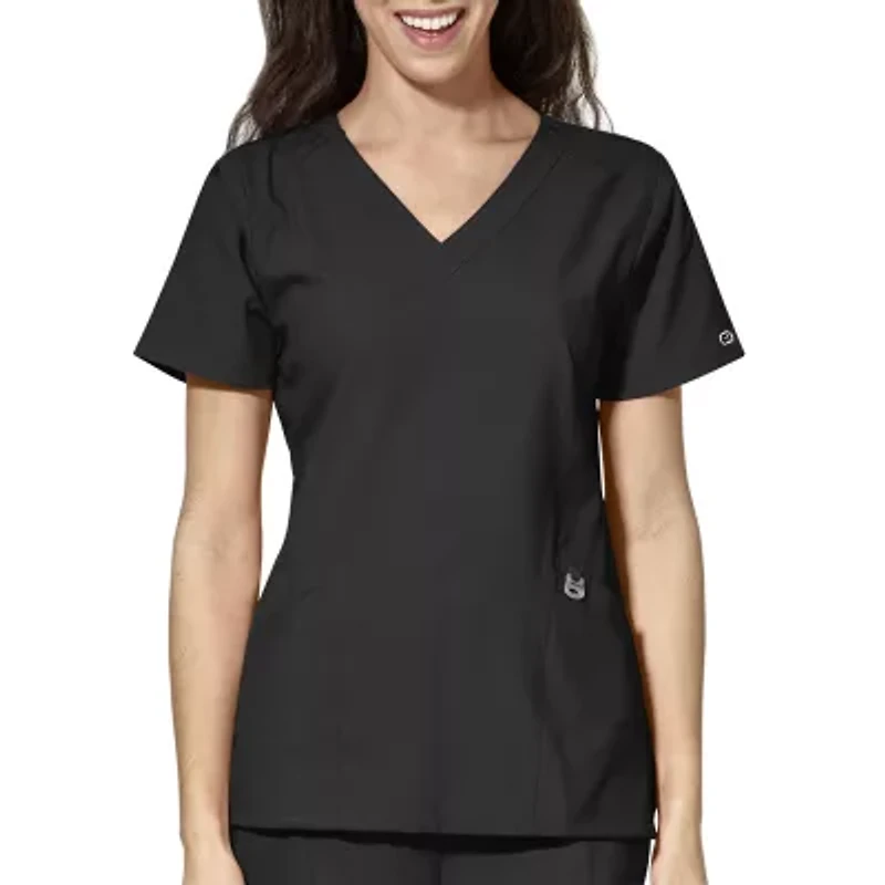 Wink® W123 Stylized Womens V Neck Short Sleeve Moisture Wicking Wrinkle Resistant Quick Dry Scrub Top