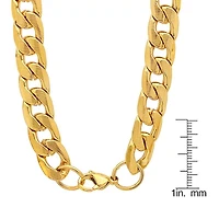 Mens 18K Gold Over Stainless Steel Hypoallergenic 24 Inch Curb Chain Necklace