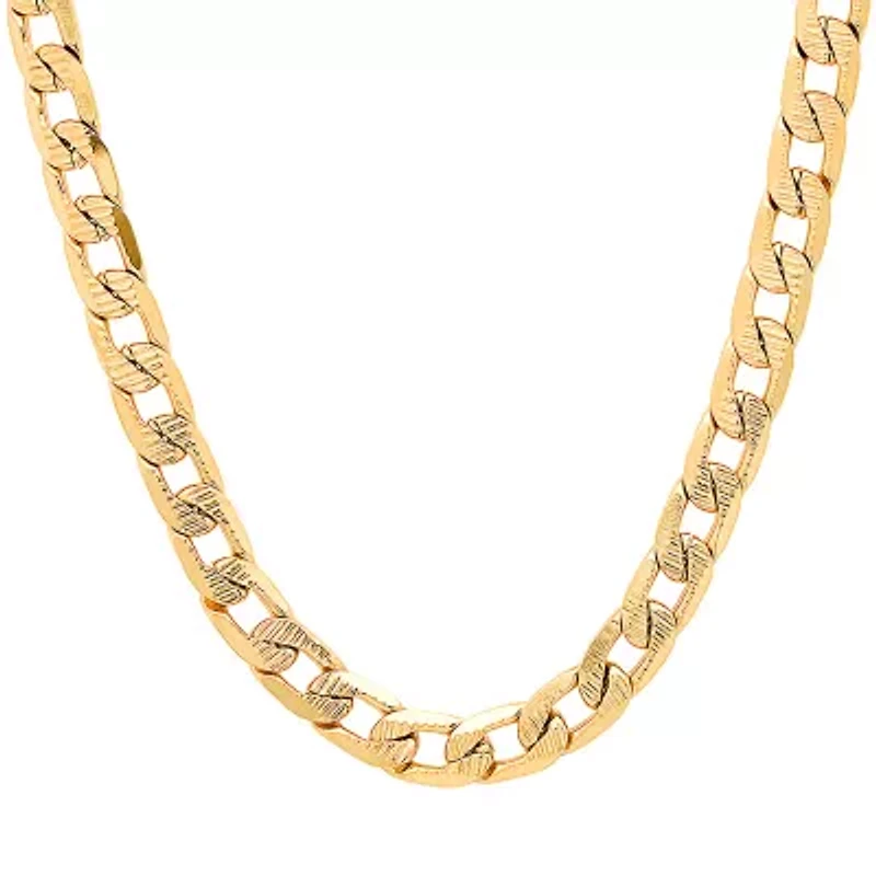 Mens 18K Gold Over Stainless Steel Hypoallergenic 24 Inch Curb Chain Necklace