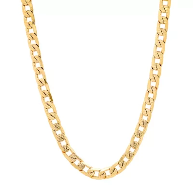Mens 18K Gold Over Stainless Steel Hypoallergenic 24 Inch Curb Chain Necklace