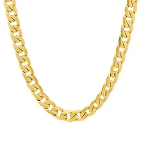 Mens 18K Gold Over Stainless Steel Hypoallergenic 24 Inch Curb Chain Necklace