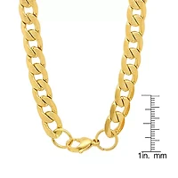 Mens 18K Gold Over Stainless Steel Hypoallergenic 24 Inch Curb Chain Necklace