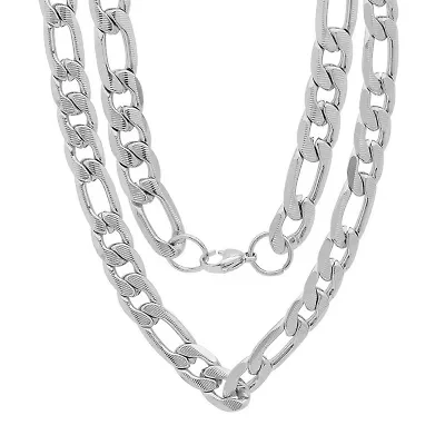 Mens Stainless Steel Hypoallergenic 24 Inch Figaro Chain Necklace