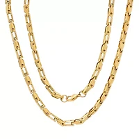 Mens 18K Gold Over Stainless Steel Hypoallergenic 24 Inch Mariner Chain Necklace