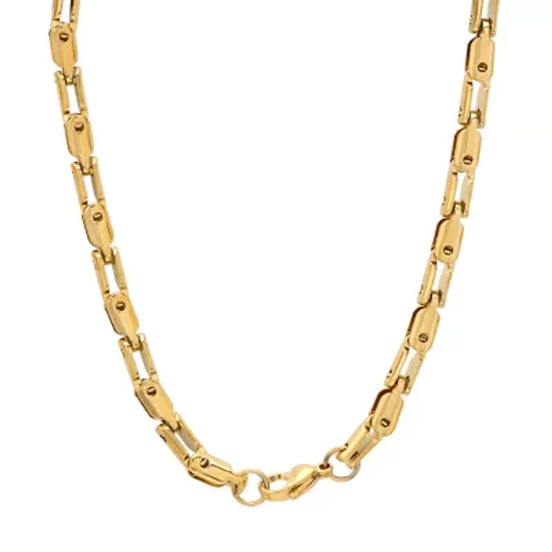 Mens 18K Gold Over Stainless Steel Hypoallergenic 24 Inch Mariner Chain Necklace