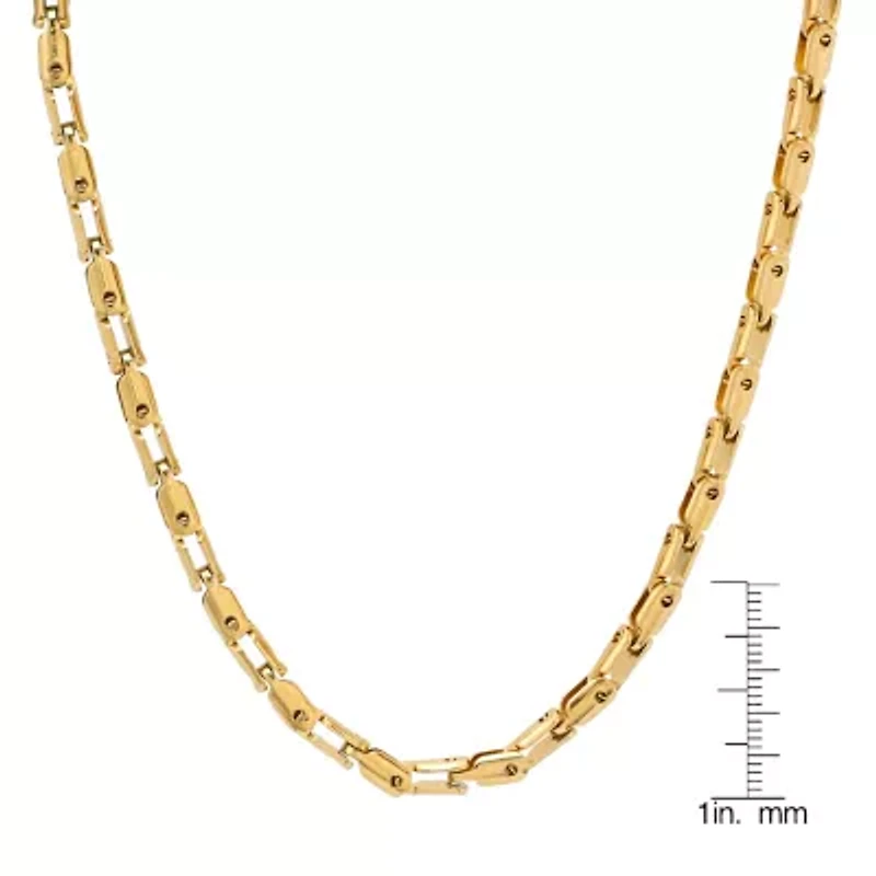 Mens 18K Gold Over Stainless Steel Hypoallergenic 24 Inch Mariner Chain Necklace
