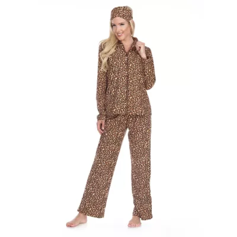 White Mark Womens Long Sleeve Pant Pajama Set 3-pc.