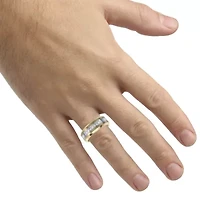 Mens 8MM 1/5 CT. Natural White Diamond Tungsten Wedding Band